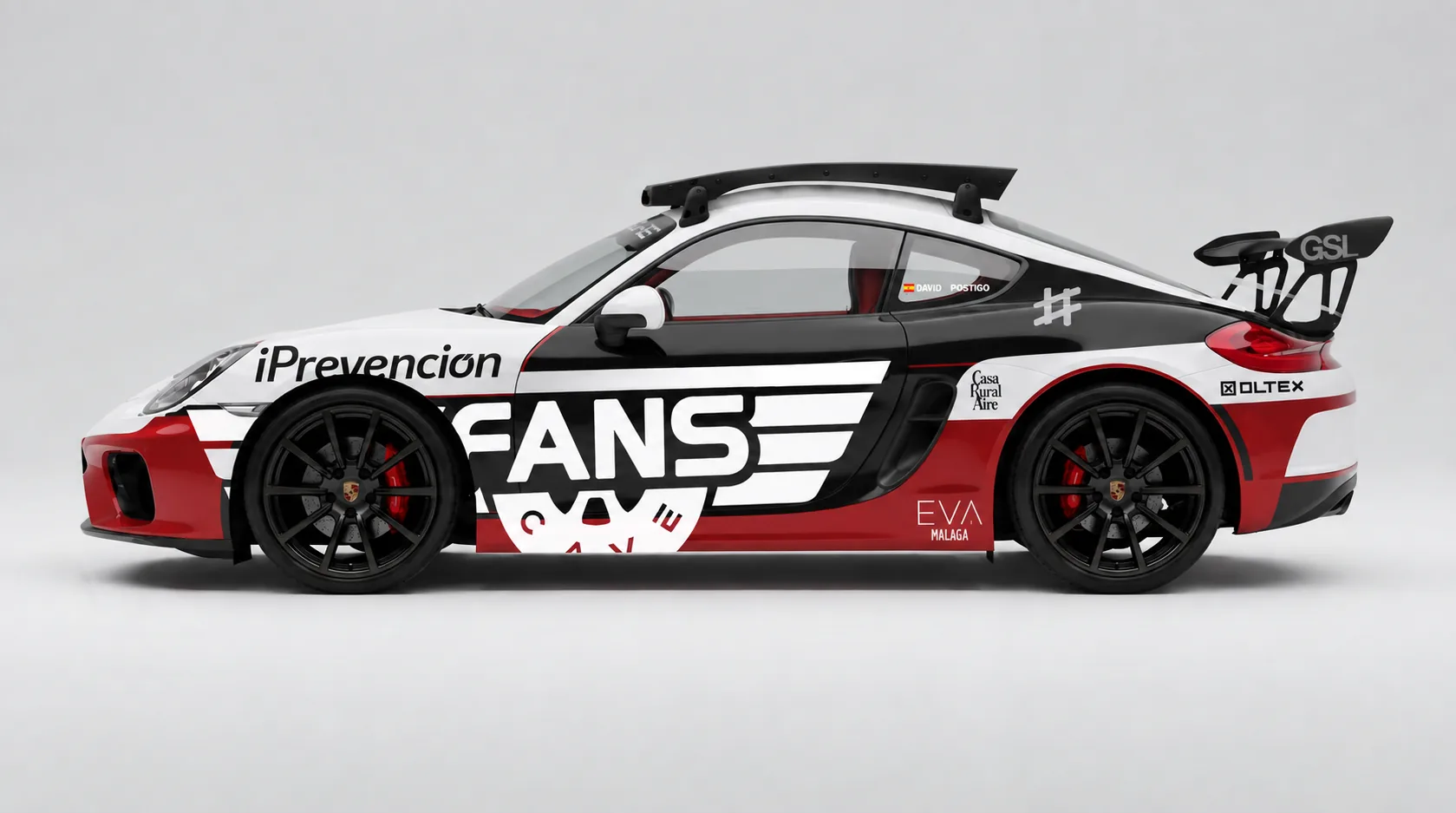 Render de la baca de techo en un Porsche Cayman, vista lateral